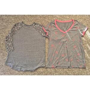 Torrid Gray and Pink Star Print V-Neck and Raglan Sleeve Tops Set, Size 00